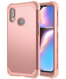 For Samsung Galaxy A10s PC + Silicone Three-piece Shockproof Protection Case(Rose Gold)