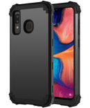 For Samsung Galaxy A20/A30/A50 PC + Silicone Three-piece Shockproof Protection Case(Black)