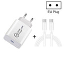 SDC-20W 2 in 1 PD 20W USB-C / Type-C Travel Charger + 3A PD 3.0 USB-C / Type-C to USB-C / Type-C Fast Charge Data Cable Set, Cable Length: 2m, EU Plug