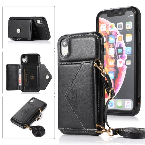 Multi-functional Cross-body Card Bag TPU+PU Back Cover Case with Holder & Card Slot & Wallet For iPhone XS Max(Black)
