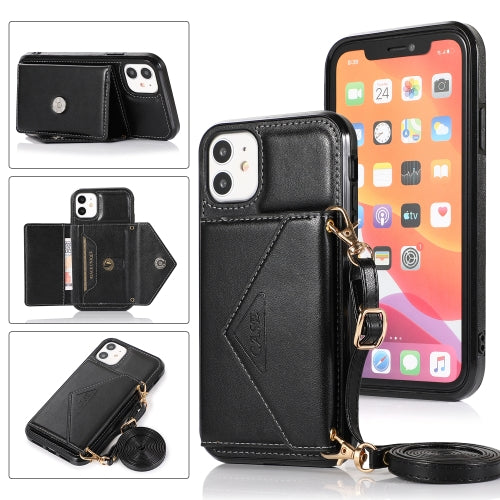 Multi-functional Cross-body Card Bag TPU+PU Back Cover Case with Holder & Card Slot & Wallet For iPhone 11 Pro(Black)