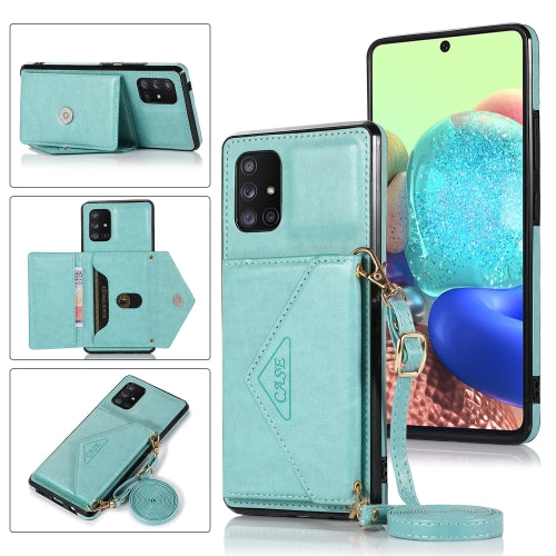 For Samsung Galaxy A41 Multi-functional Cross-body Card Bag TPU+PU Back Cover Case with Holder & Card Slot & Wallet(Green)