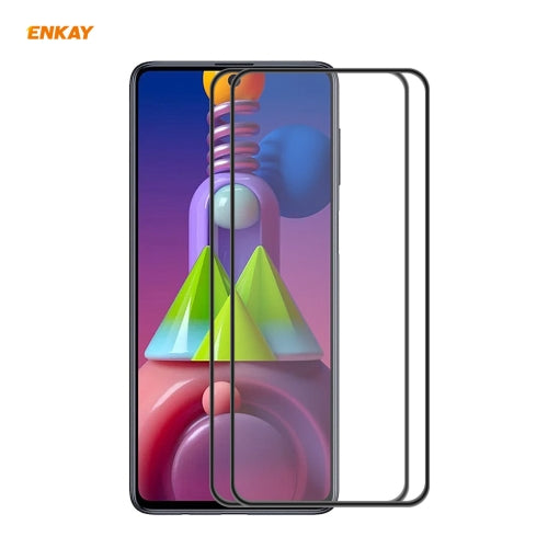For Samsung Galaxy M51 2PCS ENKAY Hat-Prince Anti-drop Full Glue Tempered Glass Full Screen Film Anti-fall Protector