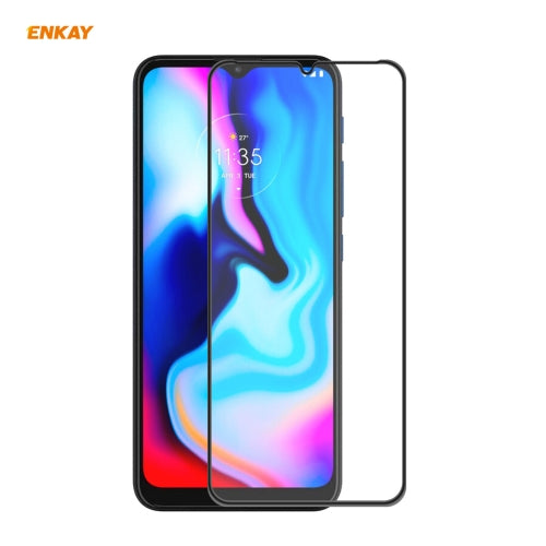 For Motorola Moto E7 Plus ENKAY Hat-Prince Anti-drop Full Glue Tempered Glass Full Screen Film Anti-fall Protector