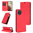 For Samsung Galaxy A12 Retro-skin Business Magnetic Suction Leather Case with Holder & Card Slots & Wallet(Red)