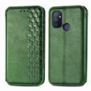 For One Plus Nord N100 Cubic Grid Pressed Horizontal Flip Magnetic PU Leather Case with Holder & Card Slots & Wallet(Green)