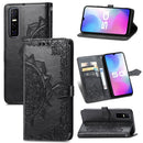 For vivo Y73S 5G Mandala Flower Embossed Horizontal Flip Leather Case with Holder & Three Card Slots & Wallet & Lanyard(Black)