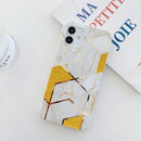 Glitter Powder Electroplated Marble TPU Phone Case For iPhone 12 mini(White)