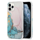 Four Corners Anti-Shattering Flow Gold Marble IMD Phone Back Cover Case For iPhone 12 mini(Pink Blue LD5)
