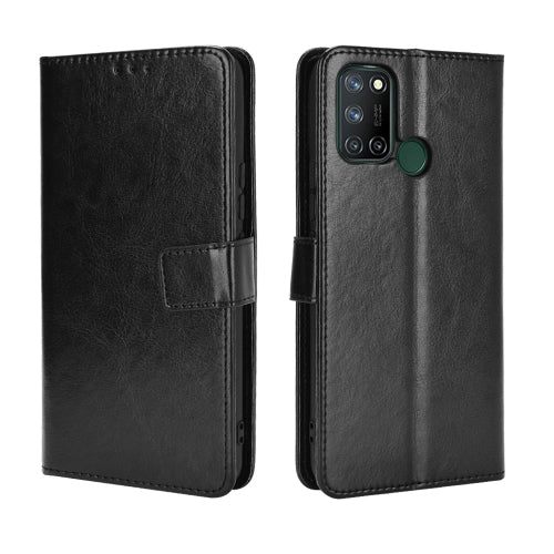 For OPPO Realme C17 / Realme 7i Retro Crazy Horse Texture Horizontal Flip Leather Case with Holder & Card Slots & Photo Frame(Black)