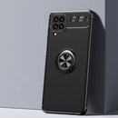 For Samsung Galaxy A12 Metal Ring Holder 360 Degree Rotating TPU Case(Black+Black)
