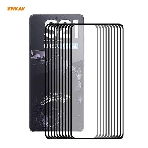 10 PCS For Samsung Galaxy S21 5G ENKAY Hat-Prince Full Glue 0.26mm 9H 2.5D Tempered Glass Full Coverage Film Support Fingerprint Unlock