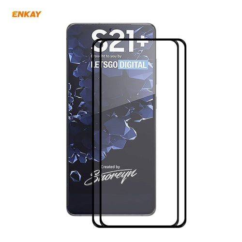 2 PCS For Samsung Galaxy S21+ 5G ENKAY Hat-Prince Full Glue 0.26mm 9H 2.5D Tempered Glass Full Coverage Film Support Fingerprint Unlock
