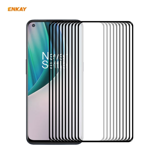 For OnePlus Nord N10 5G 10 PCS ENKAY Hat-Prince Full Glue 0.26mm 9H 2.5D Tempered Glass Full Coverage Film