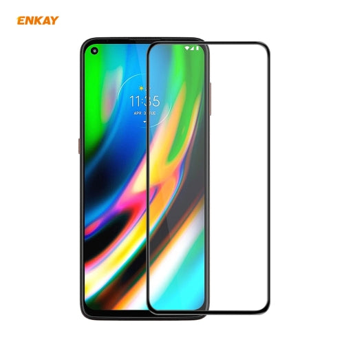 For Motorola Moto G9 Plus ENKAY Hat-Prince Anti-drop Full Glue Tempered Glass Full Screen Film Anti-fall Protector