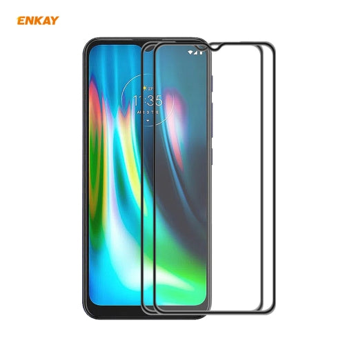 For Motorola Moto G9 / G9 Play 2 PCS ENKAY Hat-Prince Anti-drop Full Glue Tempered Glass Full Screen Film Anti-fall Protector