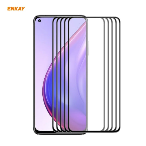For Xiaomi Mi 10T 5G 5 PCS ENKAY Hat-Prince Anti-drop Full Glue Tempered Glass Full Screen Film Anti-fall Protector