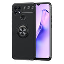 For OPPO A15 Metal Ring Holder 360 Degree Rotating TPU Case(Black+Black)