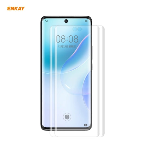 For Huawei Nova 8 2 PCS ENKAY Hat-Prince 3D Full Screen PET Curved Hot Bending HD Screen Protector Soft Film Support Fingerprint Unlock