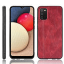 For Samsung Galaxy A02s European Version Shockproof Sewing Cow Pattern Skin PC + PU + TPU Case(Red)