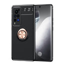 For vivo X60Pro Metal Ring Holder 360 Degree Rotating TPU Case(Black+Rose Gold)
