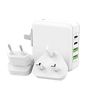 XJ-045 20W PD + USB 4 Port Smart Fast Charging Travel Power Adapter, US+EU+UK Plug