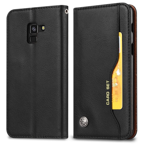 Knead Skin Texture Horizontal Flip Leather Case for Galaxy J8 2018, with Photo Frame & Holder & Card Slots & Wallet(Black)