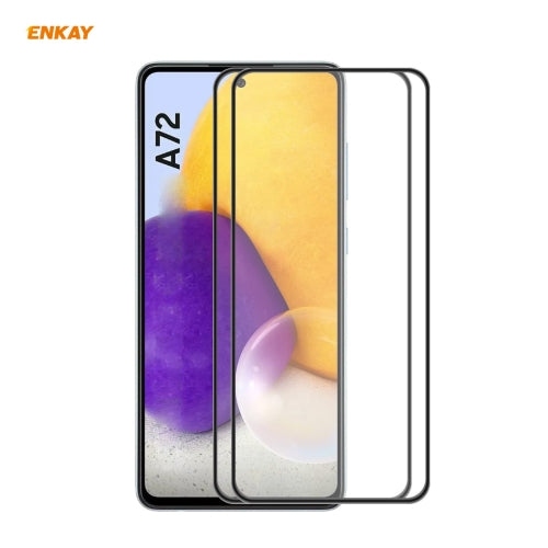 For Samsung Galaxy A72 4G / 5G 2 PCS ENKAY Hat-Prince Anti-drop Full Glue Tempered Glass Full Screen Film Anti-fall Protector