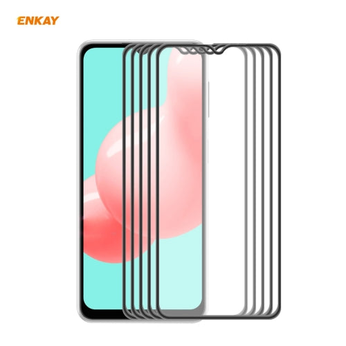 For Samsung Galaxy A32 5G / M12 / A12 5 PCS ENKAY Hat-Prince Anti-drop Full Glue Tempered Glass Full Screen Film Anti-fall Protector