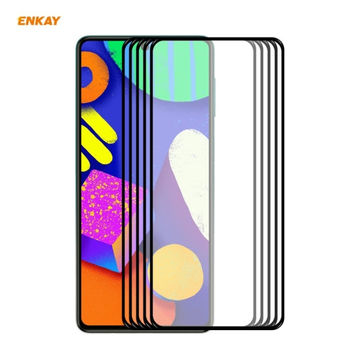 For Samsung Galaxy F62 5 PCS ENKAY Hat-Prince Full Glue 0.26mm 9H 2.5D Tempered Glass Full Coverage Film