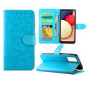 For Samsung Galaxy A02S Crazy Horse Texture Leather Horizontal Flip Protective Case with Holder & Card Slots & Wallet & Photo Frame(Baby Blue)