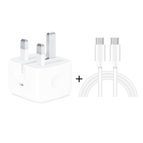 A2344 18W PD 3.0 Type-C / USB-C Folding Travel Charger + USB-C / Type-C to Type-C Fast Charging Data Cable Set, UK Plug, Length: 1m