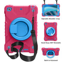 PC + Silicone Shockproof Combination Case with 360 Degree Rotating Holder & Handle & Shoulder Strap For iPad mini 5 / mini 4(Hot Pink+Blue)