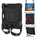 PC + Silicone Shockproof Combination Case with 360 Degree Rotating Holder & Handle & Shoulder Strap & Pen Slot For iPad Air 2020 10.9(Black)