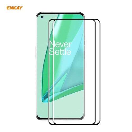 2 PCS For OnePlus 9 Pro ENKAY Hat-Prince 0.26mm 9H 3D Explosion-proof Full Screen Curved Heat Bending Tempered Glass Film