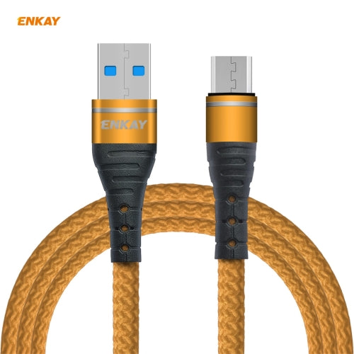 ENKAY Hat-Prince ENK-CB308 USB to Micro USB Nylon Woven Fabric Texture Fast Charging Data Cable, Length: 1m(Gold)