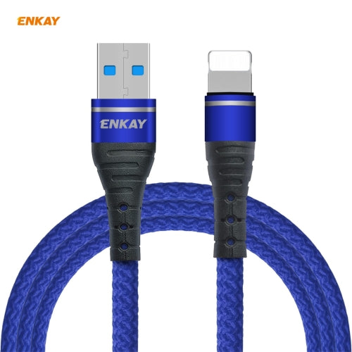 ENKAY Hat-Prince ENK-CB208 USB to 8 Pin Nylon Woven Fabric Texture Fast Charging Data Cable, Length: 1m(Blue)