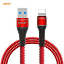 ENKAY Hat-Prince ENK-CB207 USB to 8 Pin Two-color Nylon Braided Luminous Fast Charging Data Cable, Length: 1m(Red)