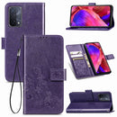 For OPPO A93 5G Four-leaf Clasp Embossed Buckle Mobile Phone Protection Leather Case with Lanyard & Card Slot & Wallet & Bracket Function(Purple)