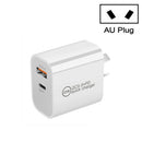 Dual Fast Charging 20W PD3.0+QC 3.0 Interface Travel Charger for iPhone, Huawei, Samsung, Xiaomi AU Plug