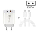 20W PD Type-C + QC 3.0 USB Interface Fast Charging Travel Charger with USB-C / Type-C to Type-C Fast Charge Data Cable EU Plug