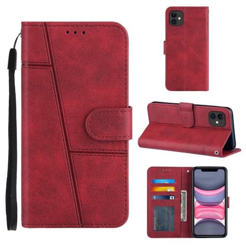 Stitching Calf Texture Buckle Horizontal Flip Leather Case with Holder & Card Slots & Wallet & Lanyard For iPhone 11(Red)