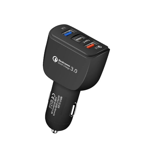 YSY-386 35W QC3.0 USB + USB 2.0 + USB-C / Type-C Multi-port Car Charger Black