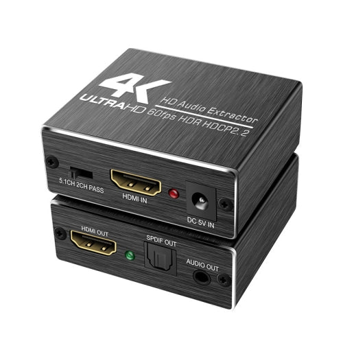 AY78V20 4K 60Hz HDMI 2.0 Audio Splitter 5.1 ARC HD-MI Audio Extractor HDCP 2.2 HDR10 Audio Converter 4K HD-MI Optical TOSLINK SPDIF