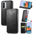 For Xiaomi Redmi K40 / K40 Pro Blooming Mandala Embossed Pattern Magnetic Horizontal Flip Leather Case with Holder & Card Slots & Wallet(Black)