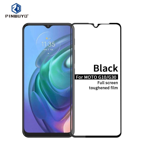 For Motorola Moto G10 / G30 PINWUYO 9H 2.5D Full Screen Tempered Glass Film(Black)