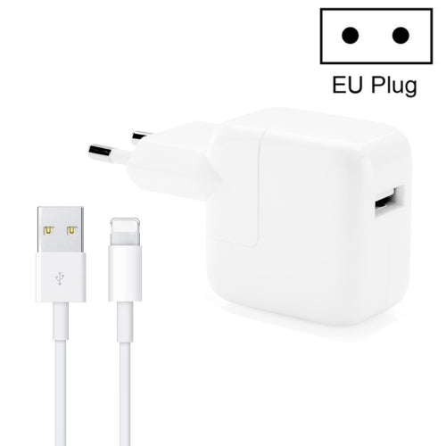 12W USB Charger + USB to 8 Pin Data Cable for iPad / iPhone / iPod Series, EU Plug