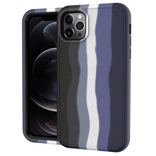 For iPhone 11 Pro Max Rainbow Silicone +PC Shockproof Skid-proof Dust-proof Case(Rainbow Black)