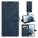 For Samsung Galaxy S21 FE Retro Calf Pattern Buckle Horizontal Flip Leather Case with Holder & Card Slots & Wallet(Blue)