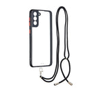 Transparent PC+TPU Phone Case with Contrast Color Button & Neck Lanyard For Samsung Galaxy S21 Plus 5G(Black)